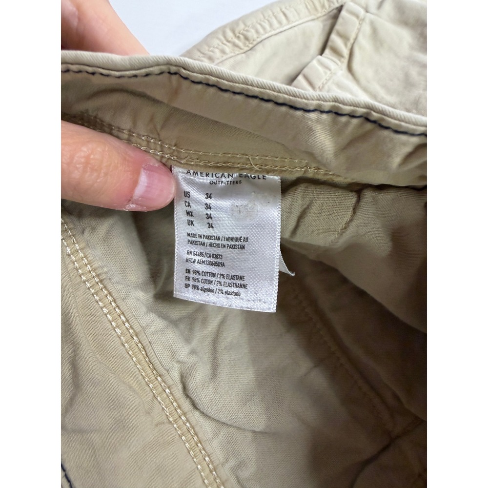 American Eagle Next Level Flex Khaki Chino Shorts Mens 34 Tan Stretch Twill - Picture 3 of 10